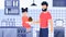 Father and Daughter Kitchen Cartoon Illustration