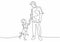 Father and daughter one line drawing. Minimalist continuous hand drawn of dad and child