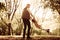 Father and daughter in park.