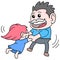 Father and daughter play together with happy faces, doodle icon image kawaii