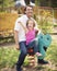 Father and daughter on playground spring rider