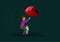 Father and daughter stand under an umbrella in the rain The concept of a storm in the rainy season. Flat style cartoon