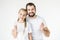 Father and daughter with toothbrushes