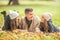 Father daughters time outdoors on an autumn day