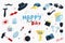 Father day holiday isolated elements set in flat design. Vector illustration