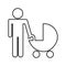 Father figure with baby cart silhouette isolated icon