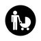 Father figure with baby cart silhouette isolated icon