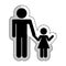 Father figure with daughter silhouette isolated icon