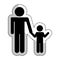 Father figure with son silhouette isolated icon