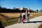 Father with four kids at Lednice park, Czech Republic