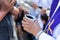 Father Give Ash in The Annual Blessing of Graves at Ratchaburi Province, Thailand