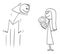 Father Happy to See His New Born Baby , Vector Cartoon Stick Figure Illustration