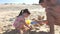 Father Helping Daughter To Build Sandcastle On Beach