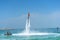 Father and his daughter posing at new flyboard at Caribbean tropical beach. Positive human emotions, feelings, joy. Funny cute chi