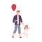 Father and His Little Daughter Walking Holding Hands, Parent and Kid Having Good Time Together Flat Vector Illustration