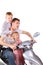 Father and his son and daughter on motorcycle