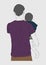 Father hold his son in hand and see front with colorized dress in father\\\'s day