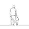 Father holding his son walking continuous one line drawing