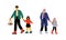 Father and Mother Holding Hand of Their Daughter Bringing Her to School in the Morning Vector Set
