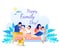 Father, Mother and Kids Rest on Sofa Greeting Card