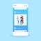 Father mother and newborn baby happy family and nurse in post natal pediatrician consultation concept smartphone screen
