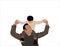 Father playing with a child vector illustration. Father giving son ride on back in park