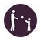 father plays with the child in the ball icon in badge style. One of marriage collection icon can be used for UI, UX