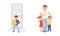 Father protecting his children doing stop sign gesture. Cute little boy protecting his home vector illustration