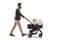 Father pushing a baby stroller