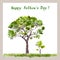 Father\'s day - big tree father, small sprout child. Watercolor