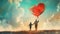 Father\\\'s Day card, 3D surreal love, creative watercolor fantasy, clean look, ground level angle