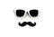 Father`s day concept. Hipster white sunglasses and funny moustache on white background