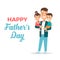 Father`s day flat illustration. Father chil