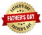 father`s day gold badge with red ribbon