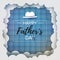 Father`s day greeting card on cloud and tartan BG