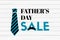 Father`s day sale banner on wooden background