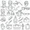 Father\\\'s Day Set Line Icon. Contains such Icons as Mustache, tie, shirt, handshake. AI generated