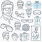 Father\\\'s Day Set Line Icon. Contains such Icons as Mustache, tie, shirt, handshake. AI generated