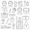 Father\\\'s Day Set Line Icon. Contains such Icons as Mustache, tie, shirt, handshake. AI generated