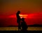 Father\'s Day : Silhouetted of Young father talk to son or daugh