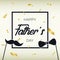 Father`s Day - template for card, banner, poster with gold confetti, frame, mustache and bow tie. Vector