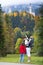 Father showing his kids the Neuschwanstein Castle