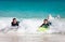 Father and son boogie boarding