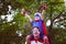 Father and son dressed as superman