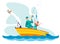 Father and Son Fishing Flat Vector Illustration