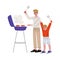 Father and Son Grilling Sausages on Barbecue Grill, Family Having BBQ Party Outdoors Vector Illustration