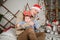 Father and son have fun at Christmas. have fun with your child in the new year