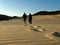 Father and son hiking fraser island