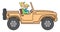 Father and son in jeep illustration