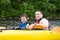 Father and son kayaking